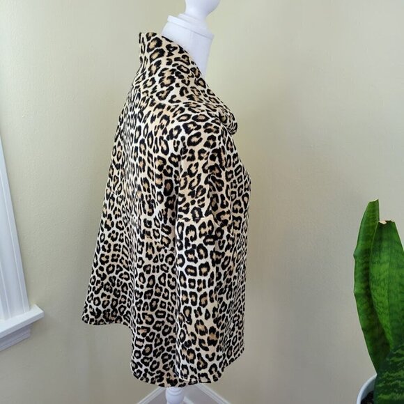 Chico's Animal-Print Mock-Neck Top SZ S 3/4 Sleeve Straight Hip Length Hem - Picture 9 of 15
